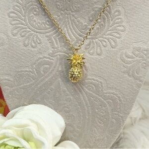 Gold Pineapple Accent Pendant Necklace NEW!